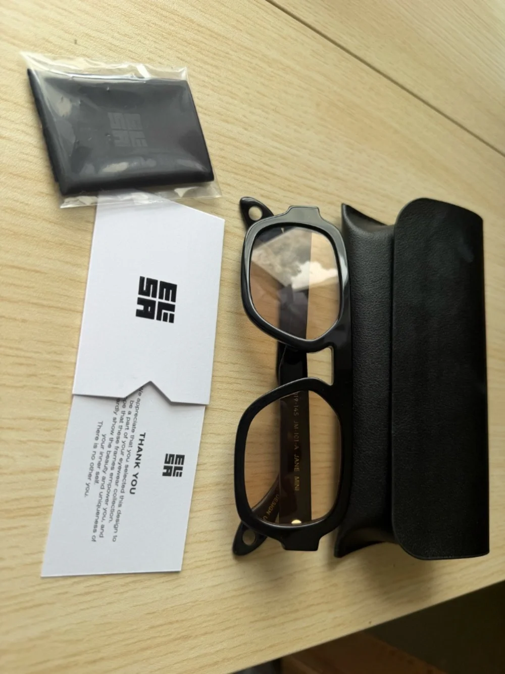 Elisa Johnson Jane Mini in Gloss Black Lens Sunglasses w/ Case